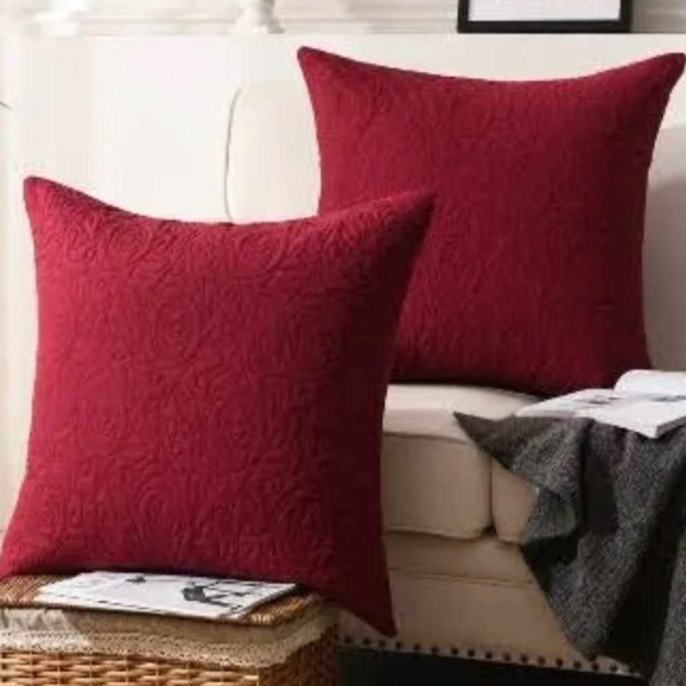 NWOT- Tahari Home- Set of 2 Quilted Velvet Euro Shams. 24”x 24”.